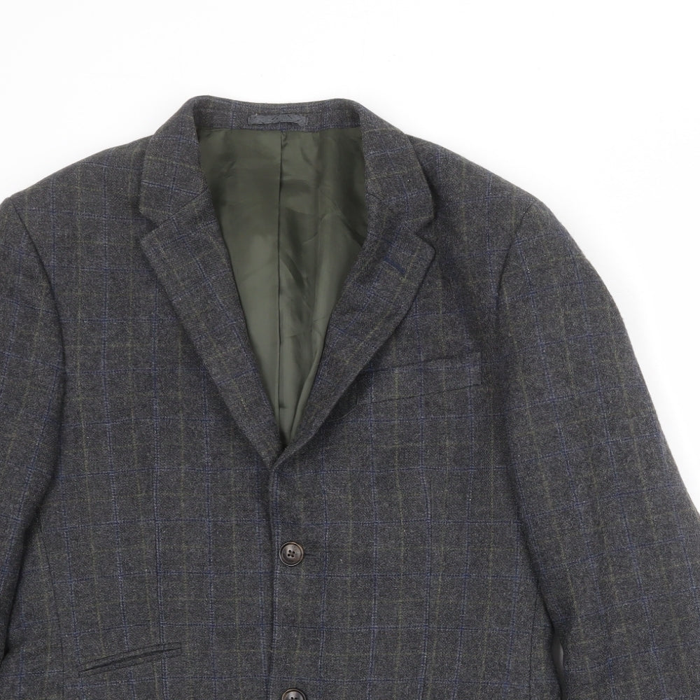 RJR.John Rocha Mens Grey Check Wool Jacket Blazer Size 38 Regular