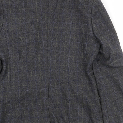 RJR.John Rocha Mens Grey Check Wool Jacket Blazer Size 38 Regular