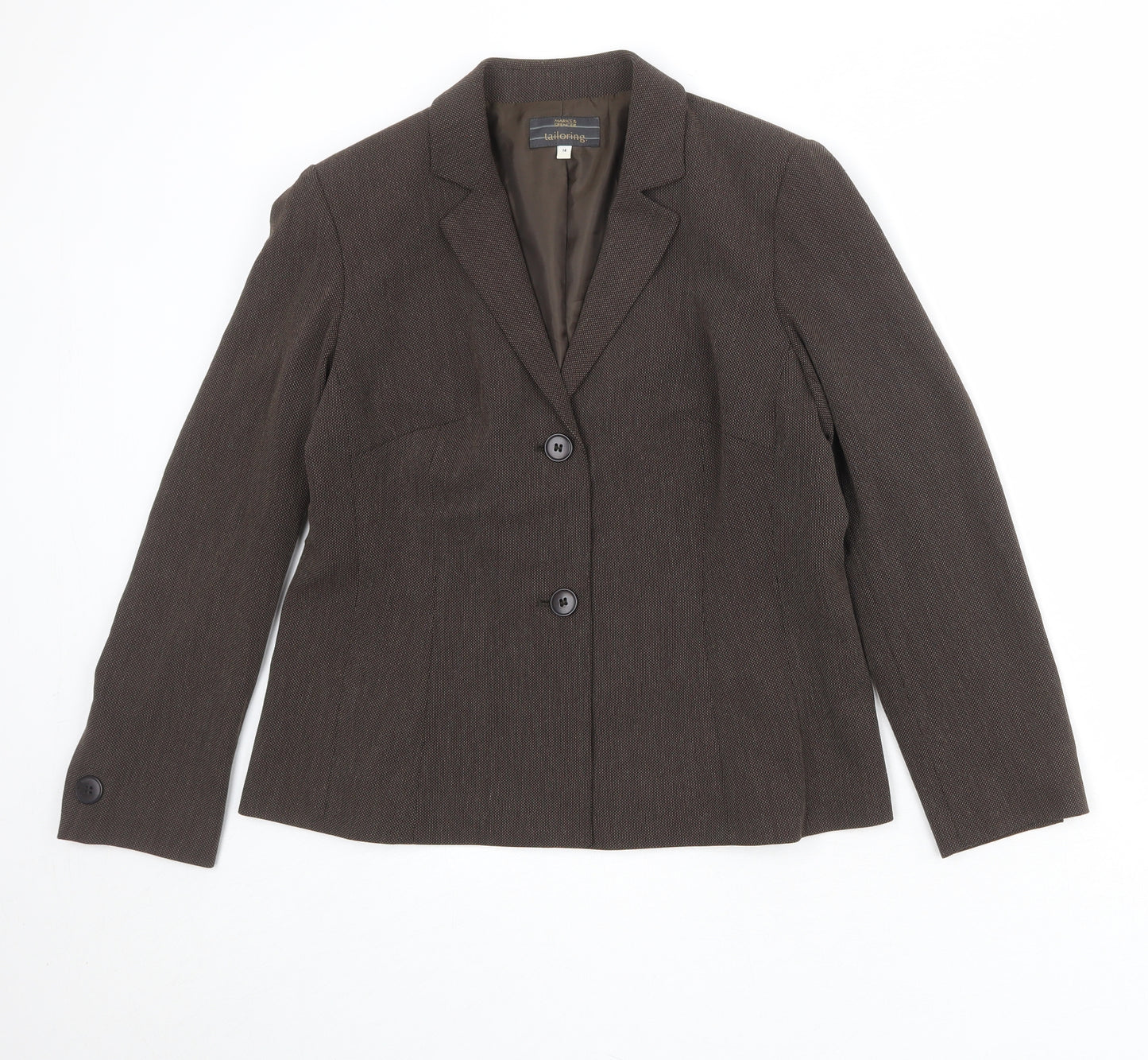 Marks and Spencer Womens Brown Polyester Jacket Blazer Size 14