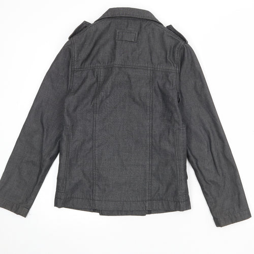 Topman Mens Grey Pea Coat Coat Size XS Button