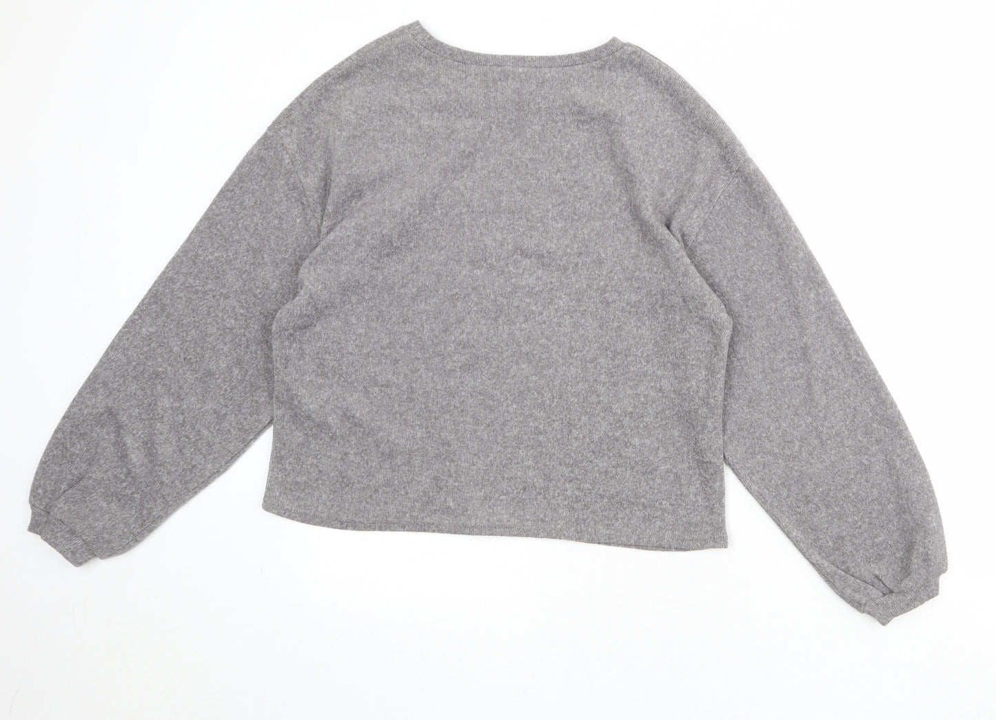 New Look Womens Grey Polyester Pullover Sweatshirt Size S Pullover - Flower Detail
