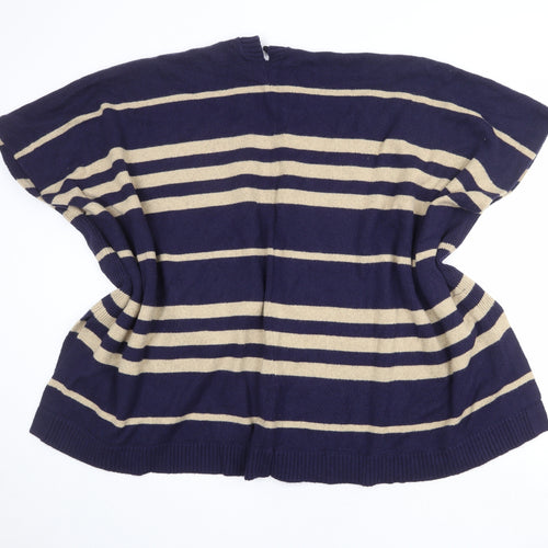 Gap Womens Blue V-Neck Striped Nylon Cardigan Jumper One Size