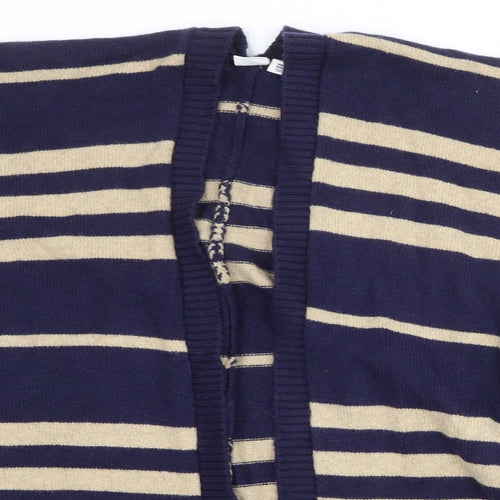 Gap Womens Blue V-Neck Striped Nylon Cardigan Jumper One Size