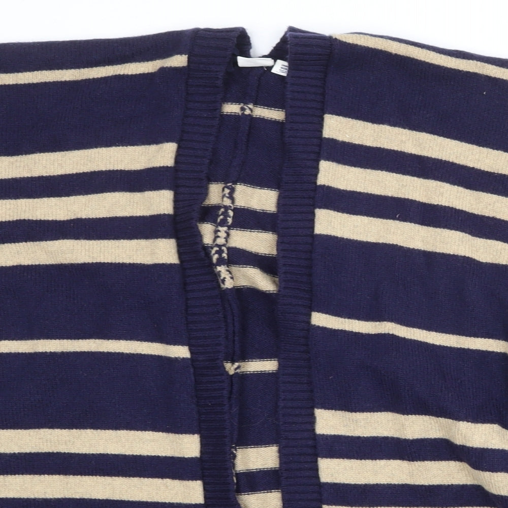 Gap Womens Blue V-Neck Striped Nylon Cardigan Jumper One Size