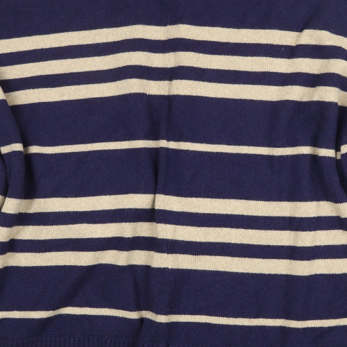 Gap Womens Blue V-Neck Striped Nylon Cardigan Jumper One Size