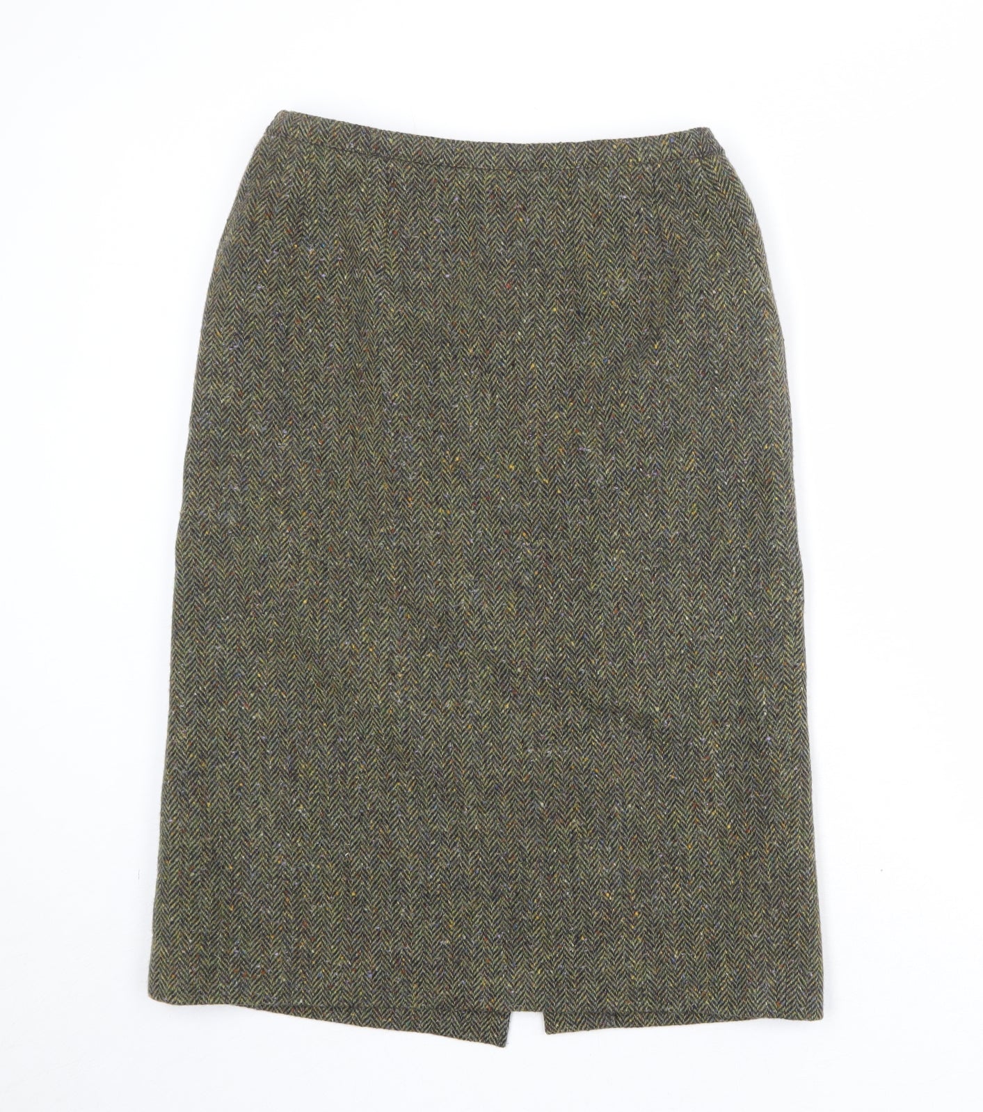 Brendella Womens Multicoloured Herringbone Wool A-Line Skirt Size 10 Zip