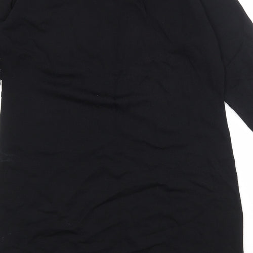 Julien Macdonald Womens Black Geometric Viscose Jumper Dress Size 18 Round Neck Pullover