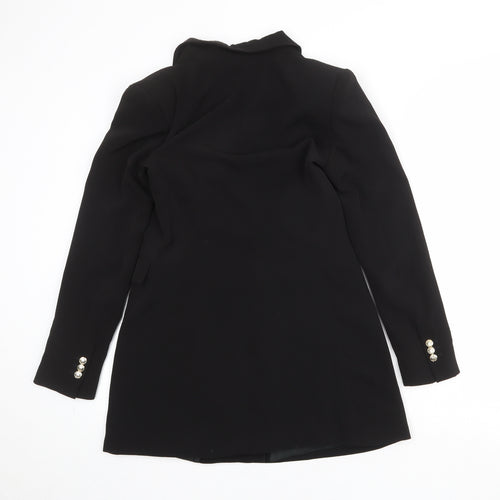 Zara Womens Black Polyester Jacket Blazer Size S - Longline
