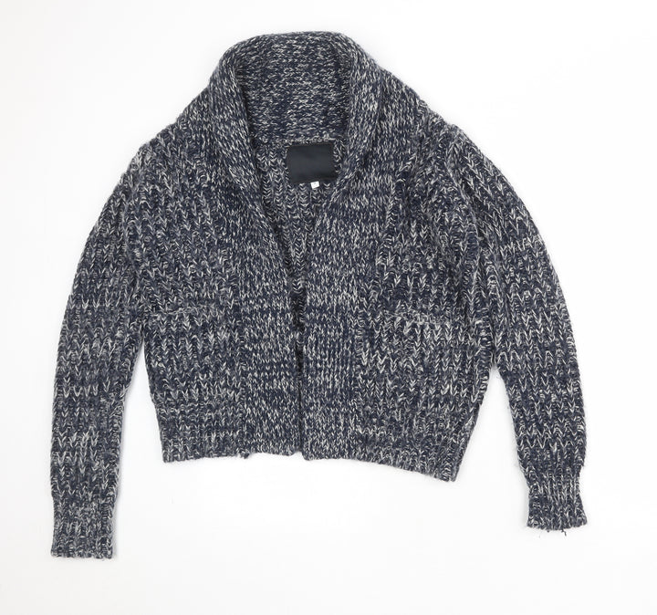 New Look Womens Blue Collared Acrylic Cardigan Jumper Size 10