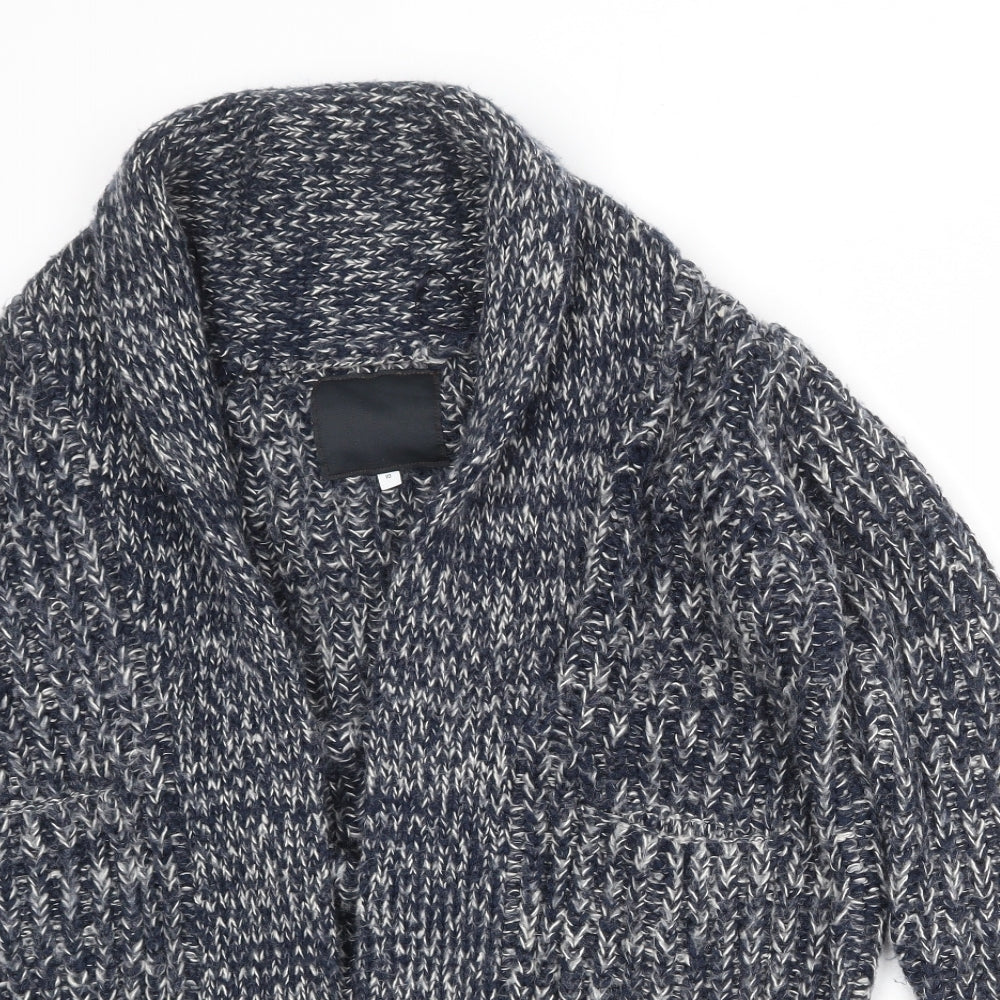 New Look Womens Blue Collared Acrylic Cardigan Jumper Size 10