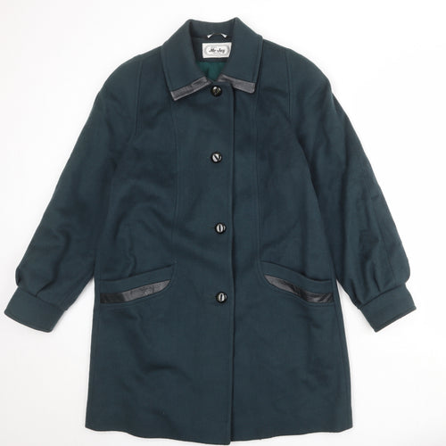 Me-Jay Womens Green Overcoat Coat Size M Button