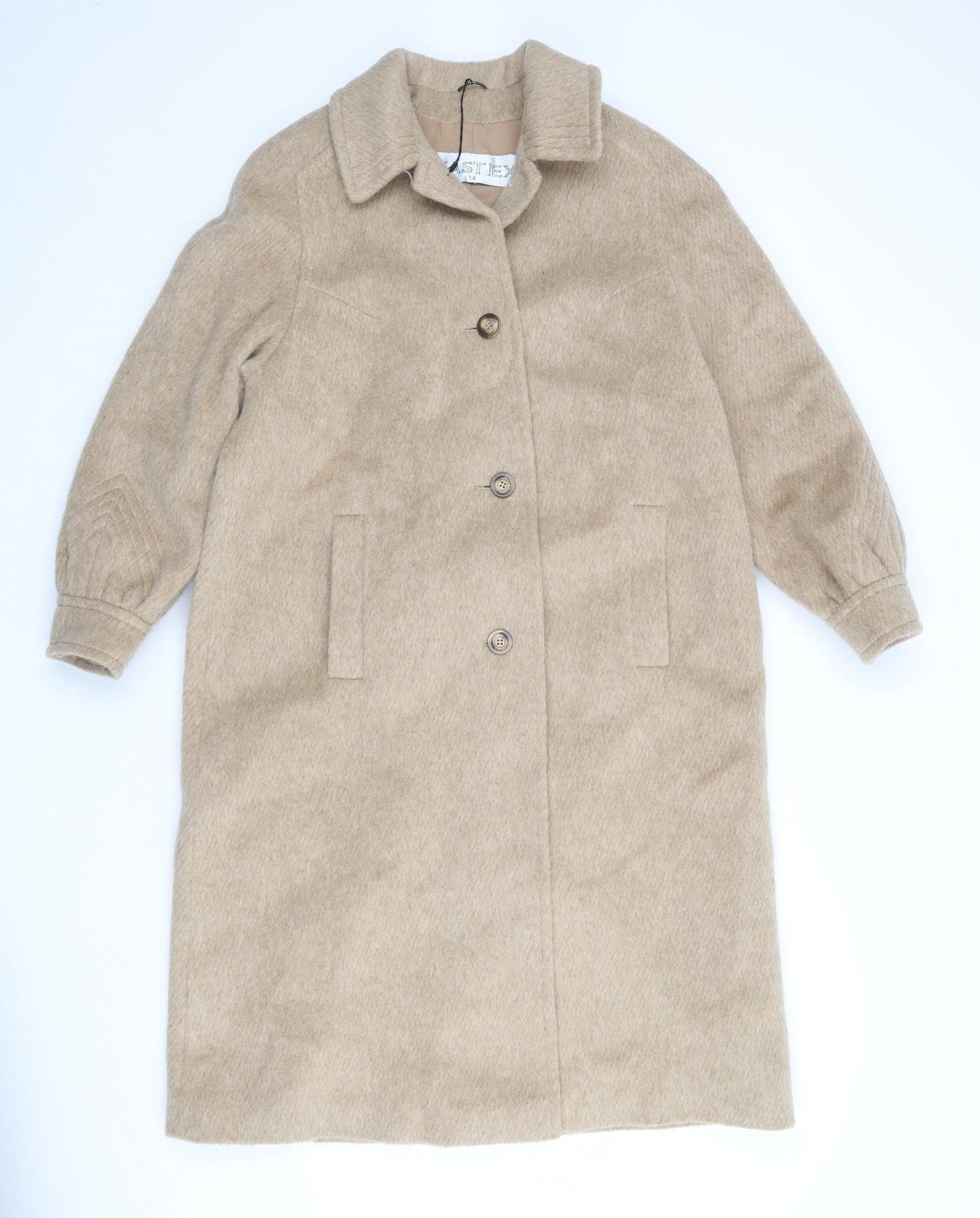 Eastex Womens Beige Overcoat Coat Size 14 Button