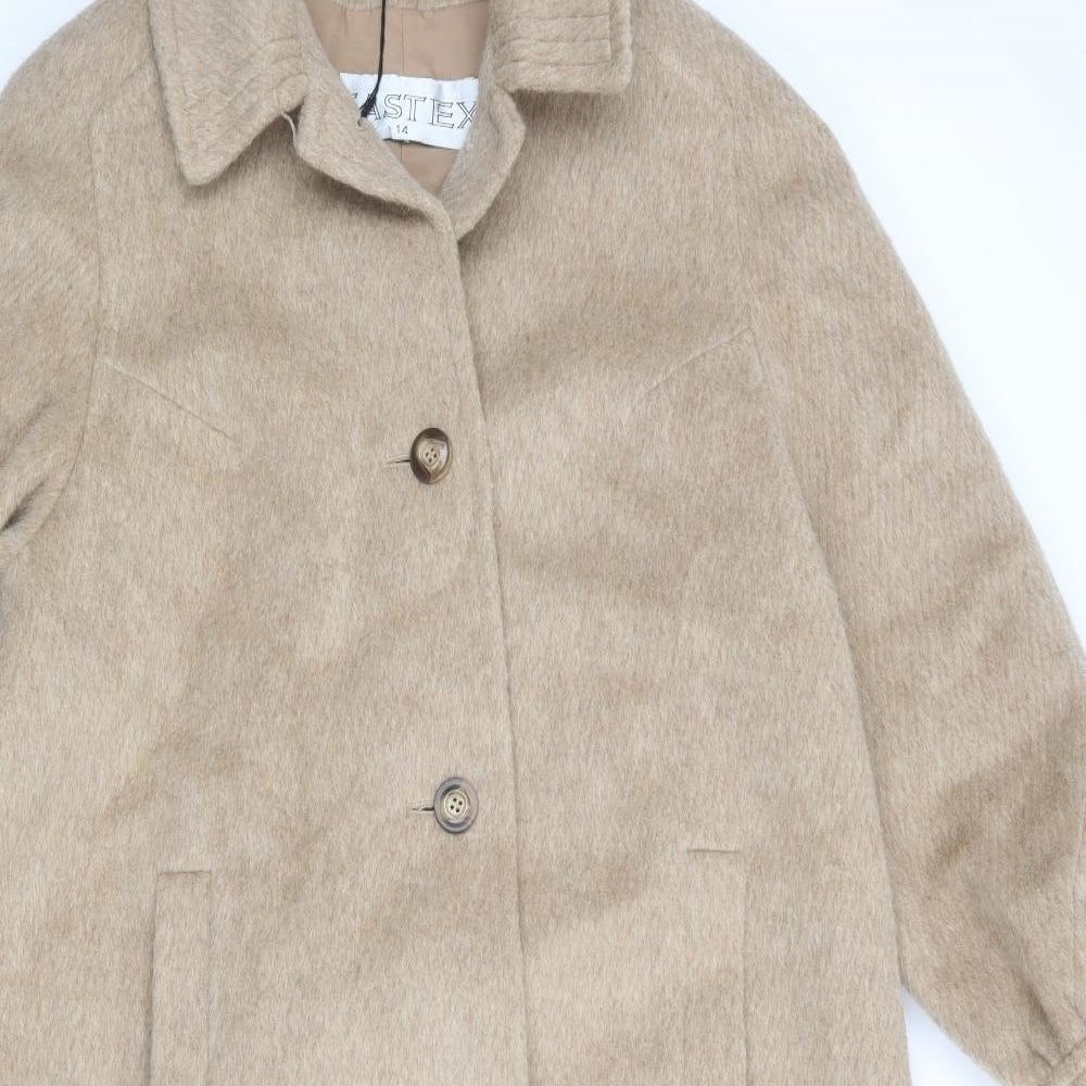 Eastex Womens Beige Overcoat Coat Size 14 Button