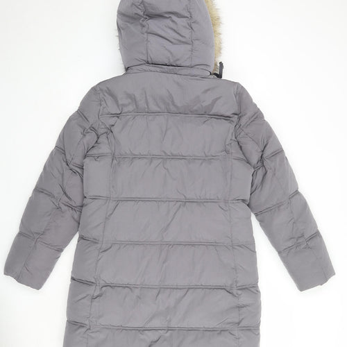 Marks and Spencer Womens Grey Quilted Coat Size 12 Zip