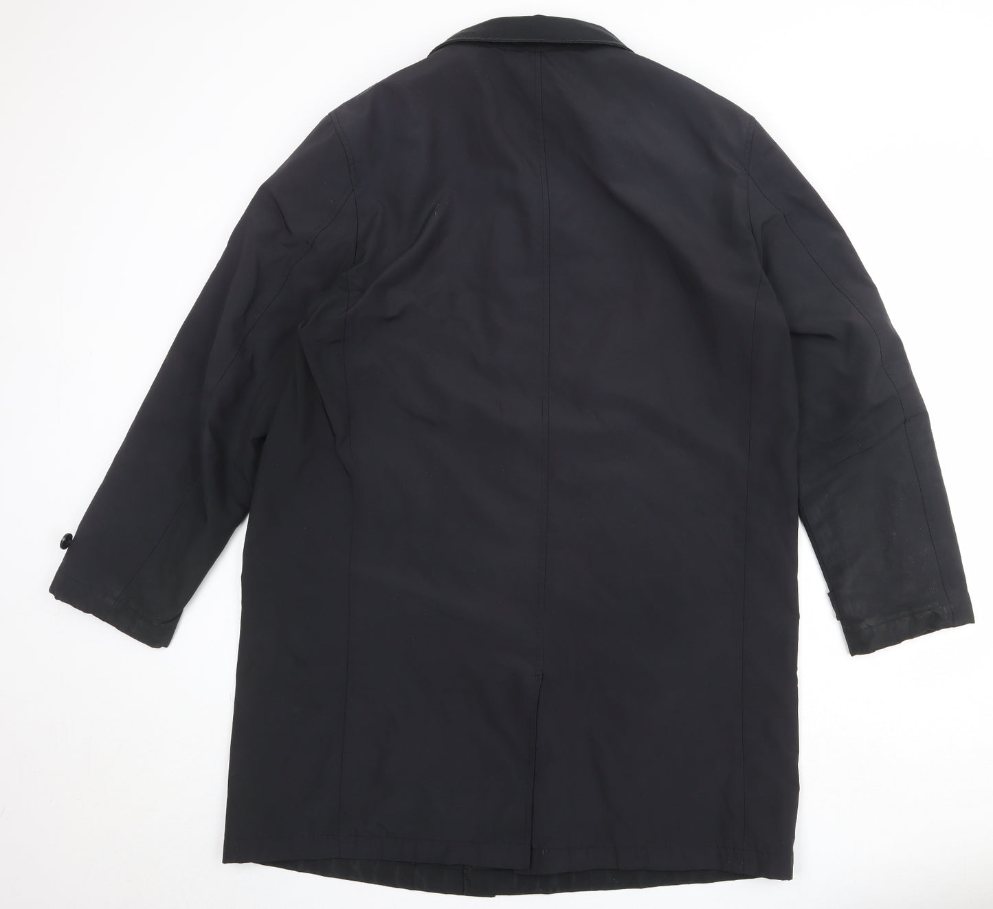 Marks and Spencer Mens Black Overcoat Coat Size L Button