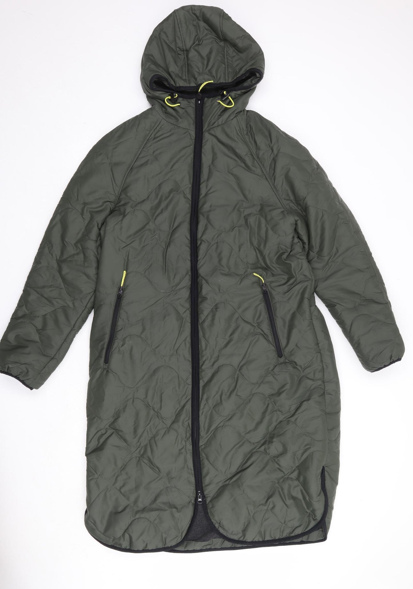 Marks and Spencer Womens Green Quilted Coat Size 12 Zip