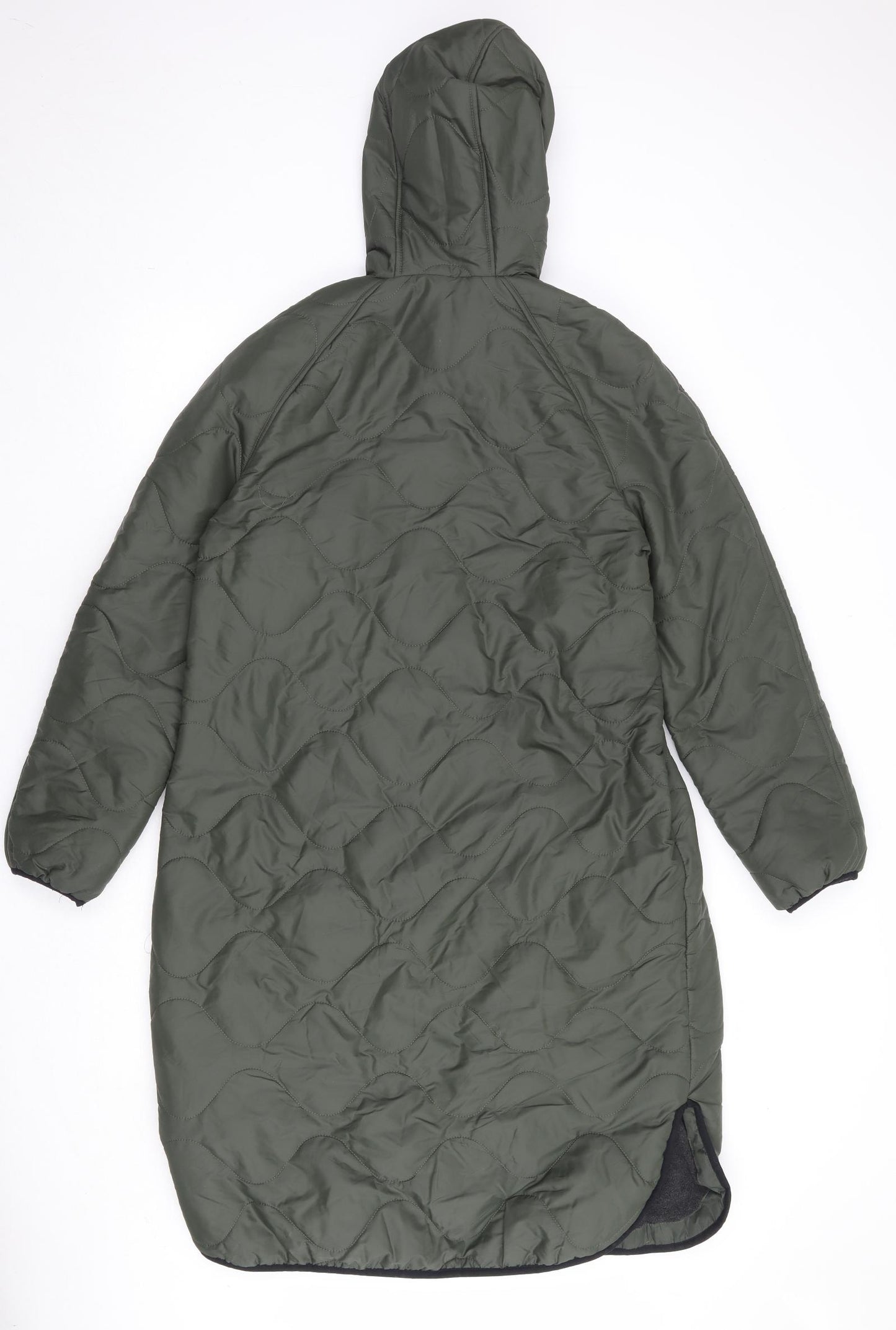 Marks and Spencer Womens Green Quilted Coat Size 12 Zip