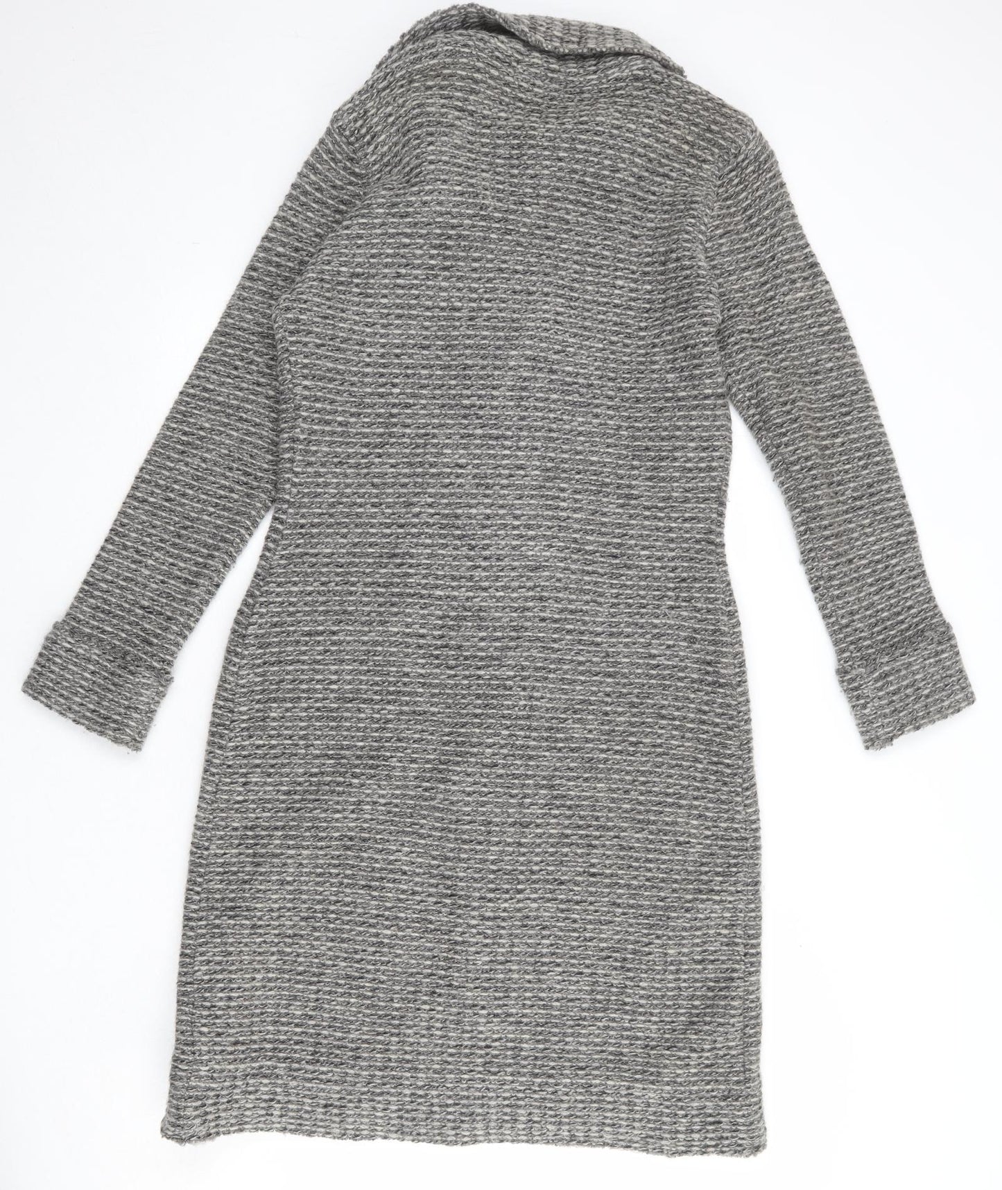 Autograph Womens Grey Geometric Overcoat Coat Size 14 Button