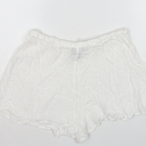 New Look Womens White Viscose Basic Shorts Size M Regular Drawstring