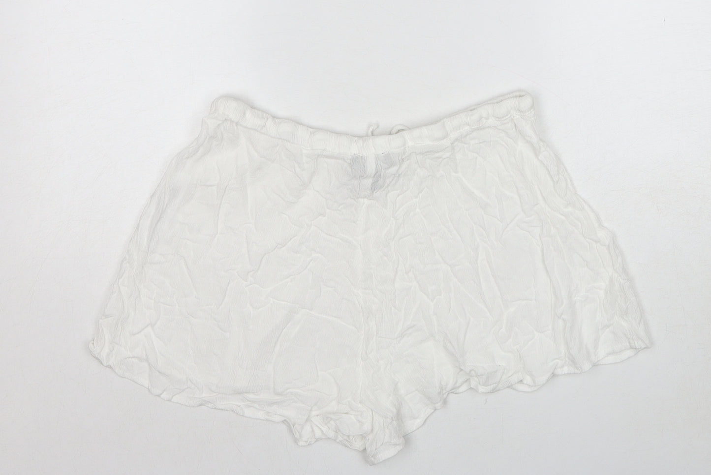 New Look Womens White Viscose Basic Shorts Size M Regular Drawstring