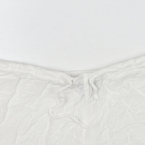 New Look Womens White Viscose Basic Shorts Size M Regular Drawstring