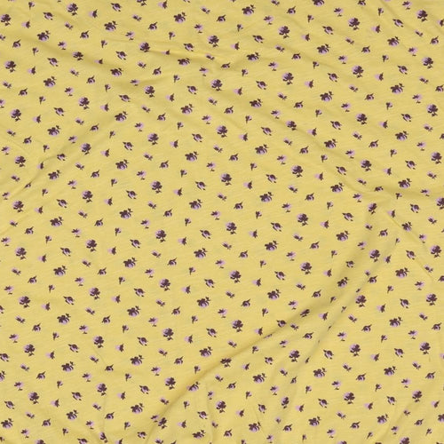 NEXT Womens Yellow Floral Cotton Basic T-Shirt Size 24 Round Neck