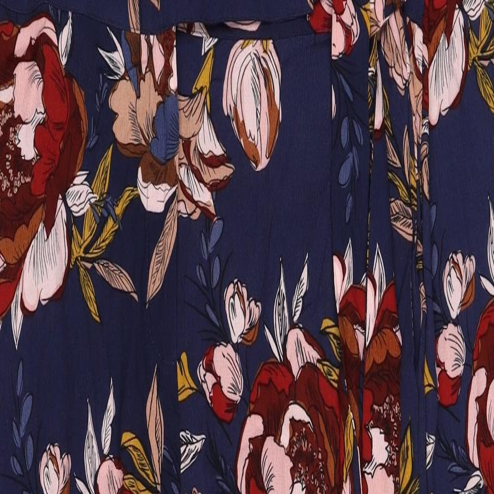 Long Tall Sally Womens Blue Floral Viscose Jumpsuit One-Piece Size 10 Zip