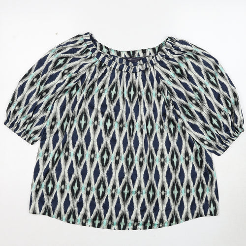 Marks and Spencer Womens Multicoloured Geometric Polyester Basic Blouse Size 8 Round Neck