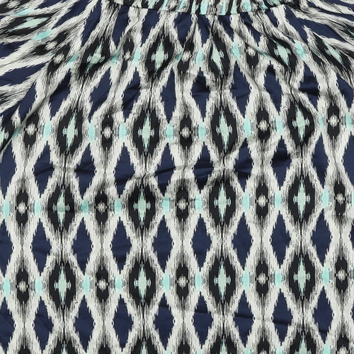 Marks and Spencer Womens Multicoloured Geometric Polyester Basic Blouse Size 8 Round Neck
