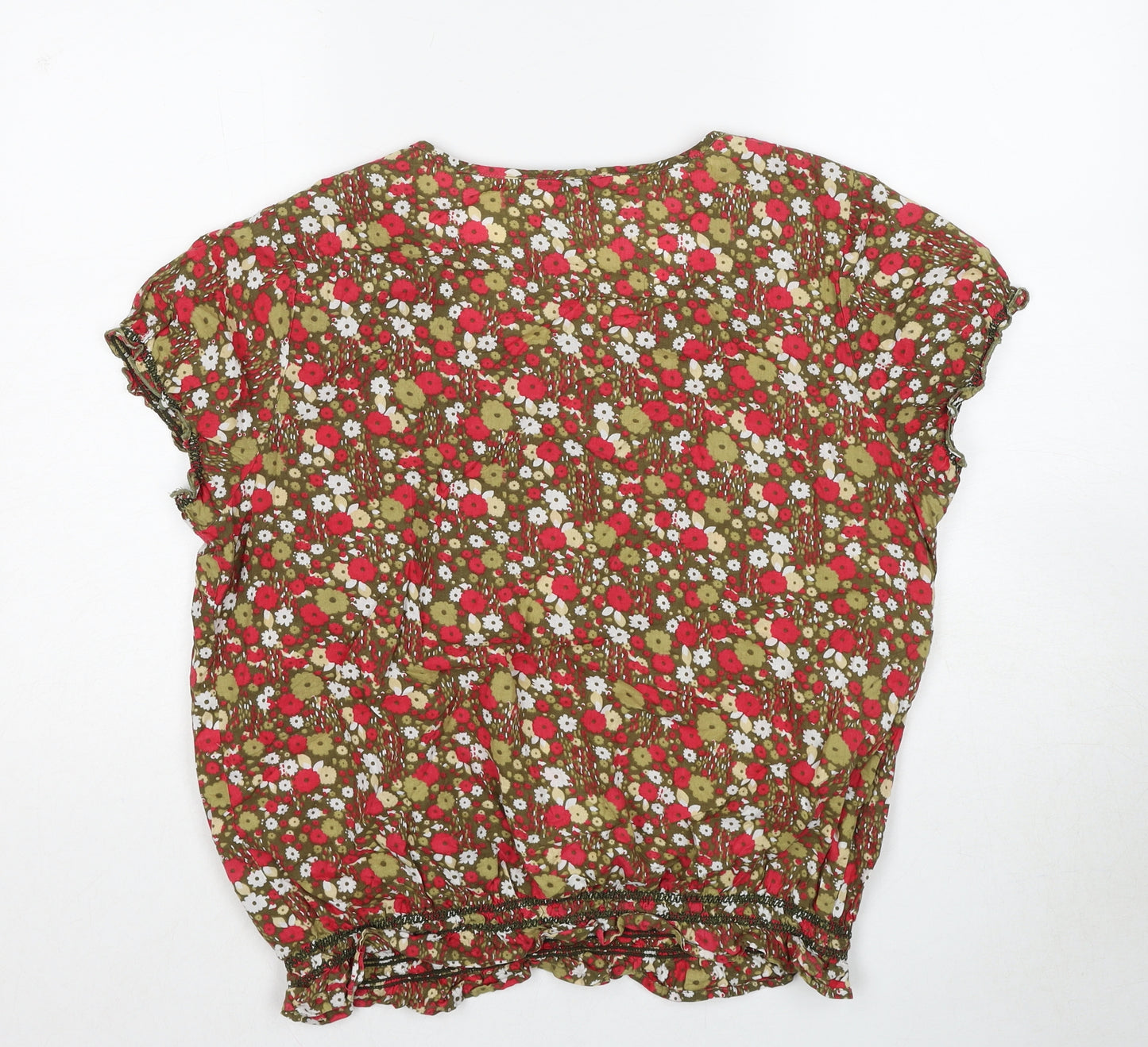 Debenhams Womens Multicoloured Floral Cotton Basic Blouse Size 14 Scoop Neck
