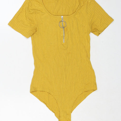 Select Womens Yellow Viscose Bodysuit One-Piece Size 8 Snap