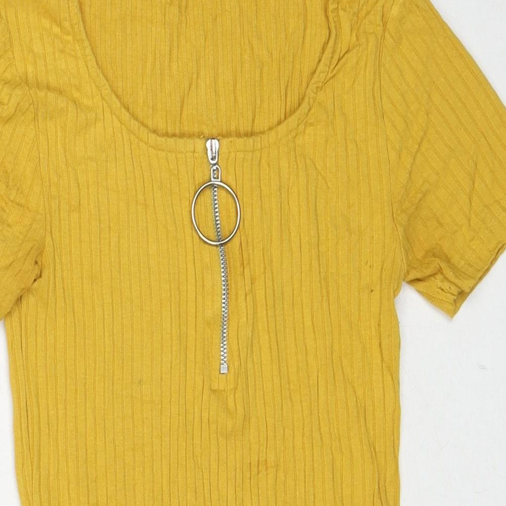 Select Womens Yellow Viscose Bodysuit One-Piece Size 8 Snap