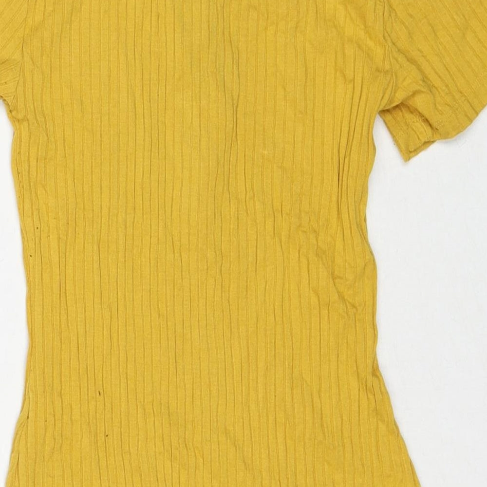 Select Womens Yellow Viscose Bodysuit One-Piece Size 8 Snap