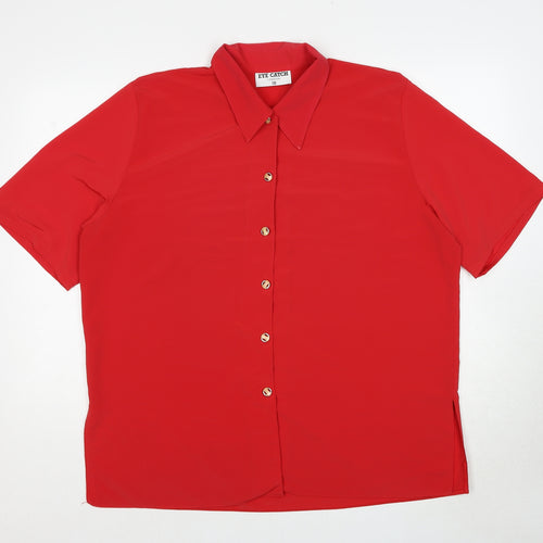 Eye Catch London Womens Red Polyester Basic Button-Up Size 18 Collared