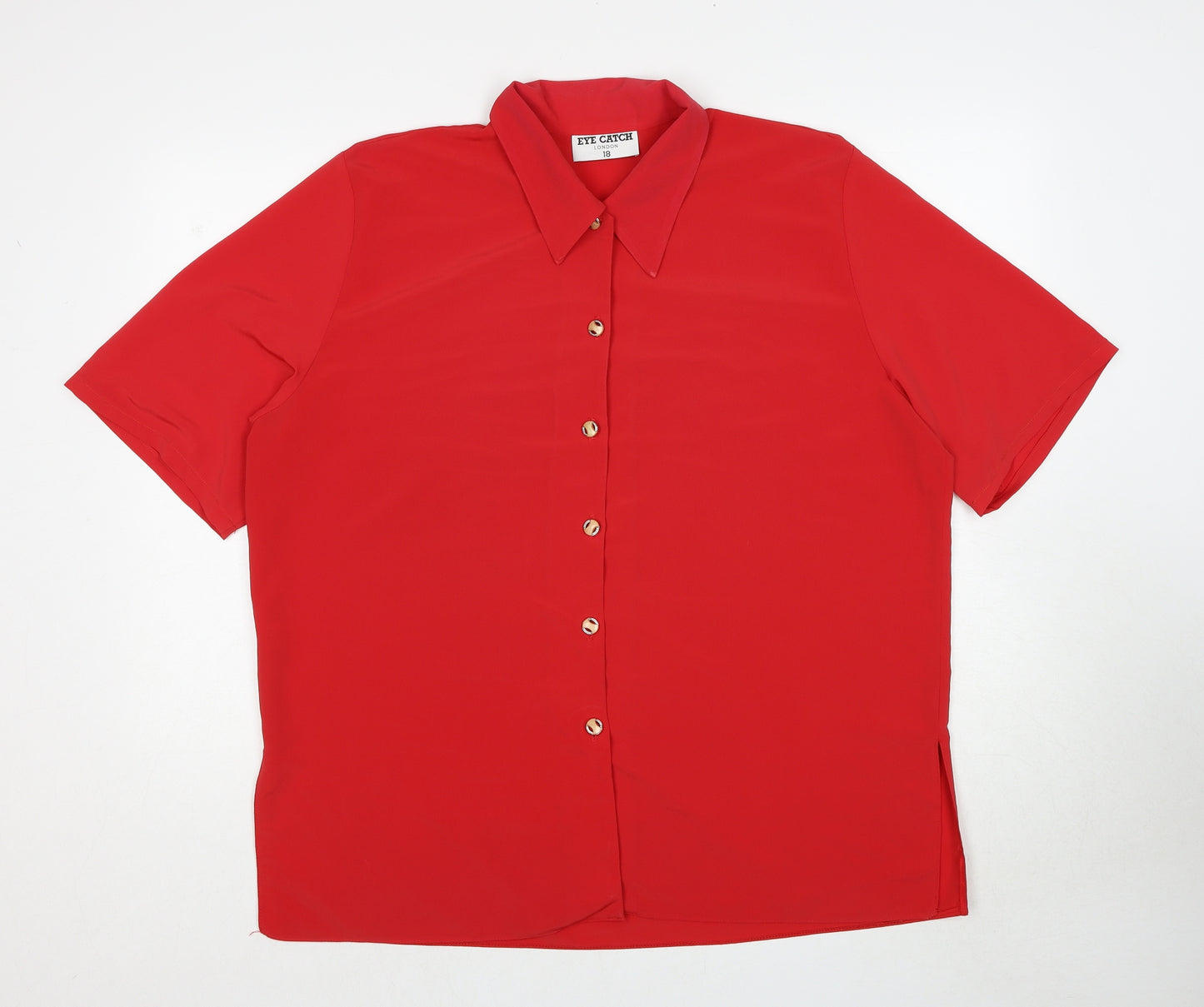 Eye Catch London Womens Red Polyester Basic Button-Up Size 18 Collared
