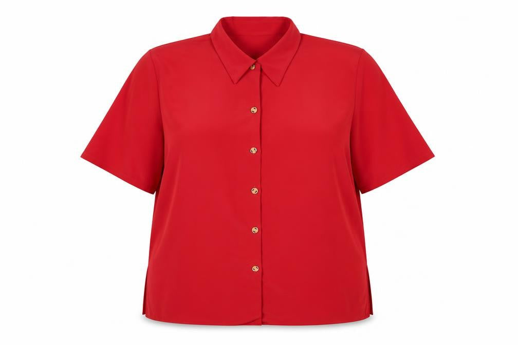 Eye Catch London Womens Red Polyester Basic Button-Up Size 18 Collared