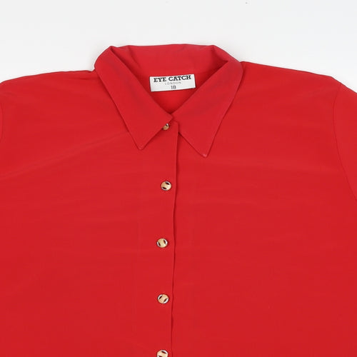 Eye Catch London Womens Red Polyester Basic Button-Up Size 18 Collared