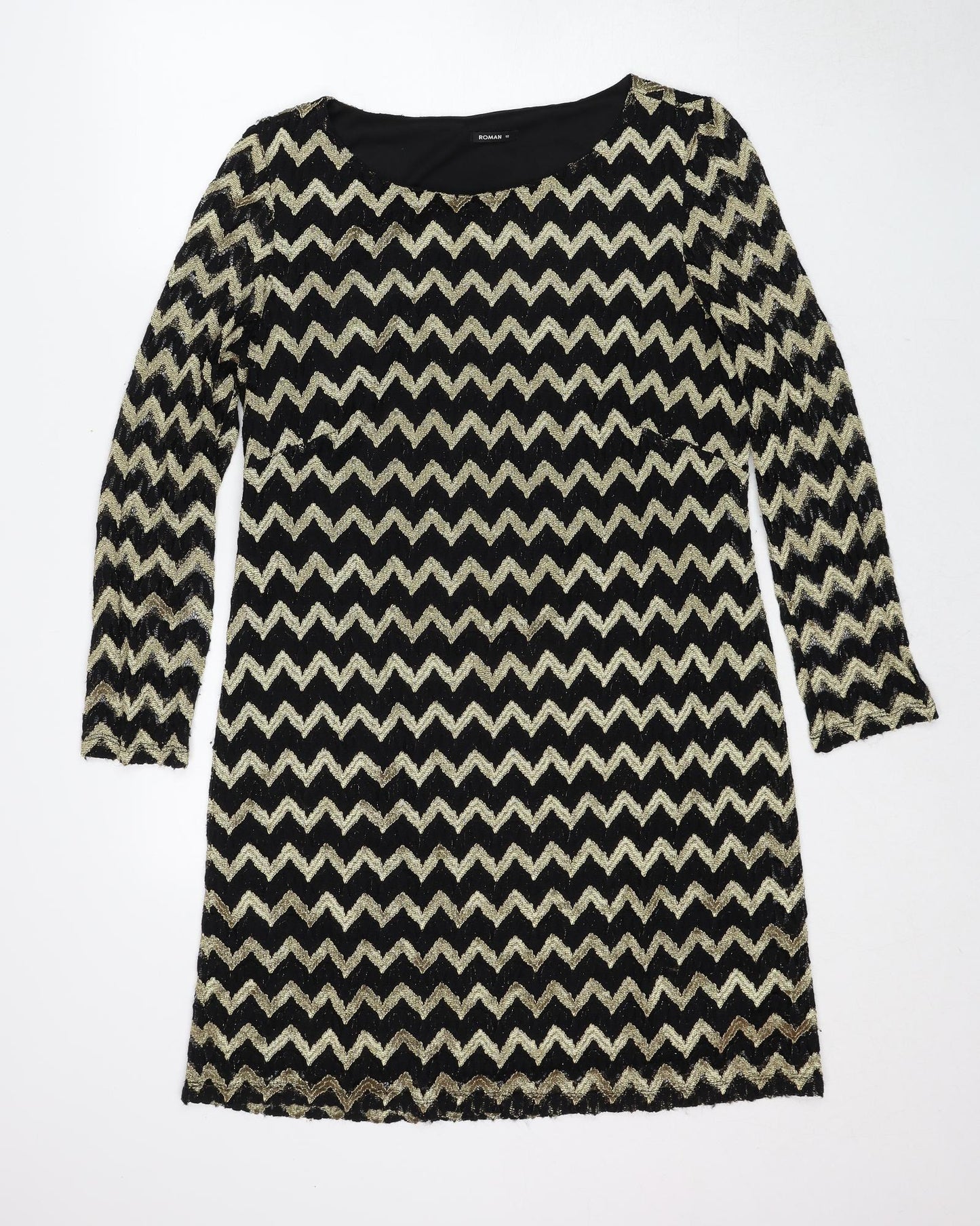 Roman Womens Multicoloured Geometric Polyester A-Line Size 18 Boat Neck Pullover