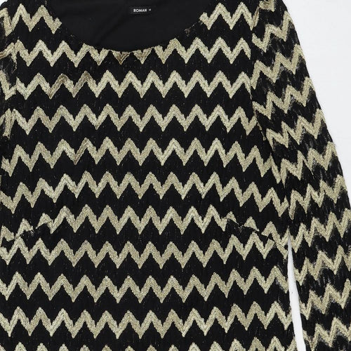 Roman Womens Multicoloured Geometric Polyester A-Line Size 18 Boat Neck Pullover