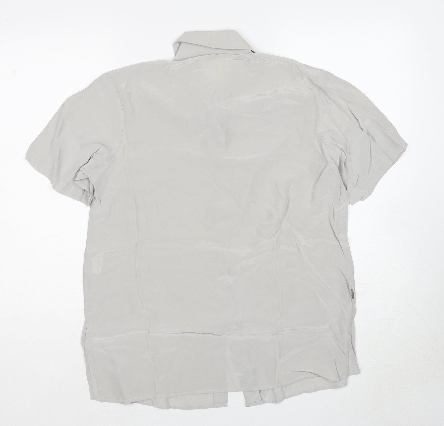 Beat Ries Womens Grey Silk Basic Button-Up Size M Collared