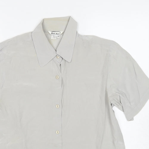 Beat Ries Womens Grey Silk Basic Button-Up Size M Collared