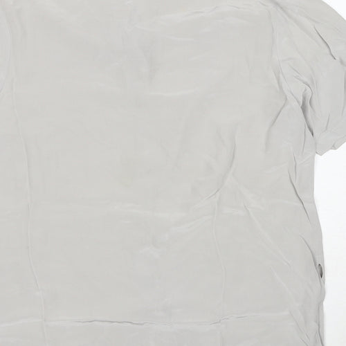 Beat Ries Womens Grey Silk Basic Button-Up Size M Collared