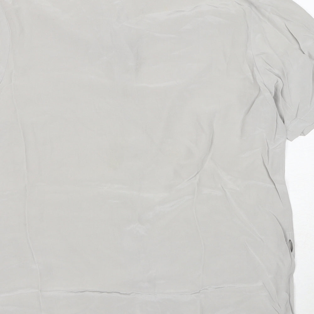 Beat Ries Womens Grey Silk Basic Button-Up Size M Collared