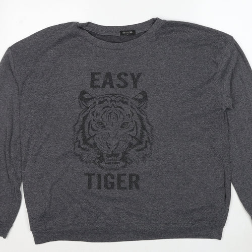 Blooming Jelly Womens Grey Polyester Pullover Sweatshirt Size XL Pullover - Easy Tiger