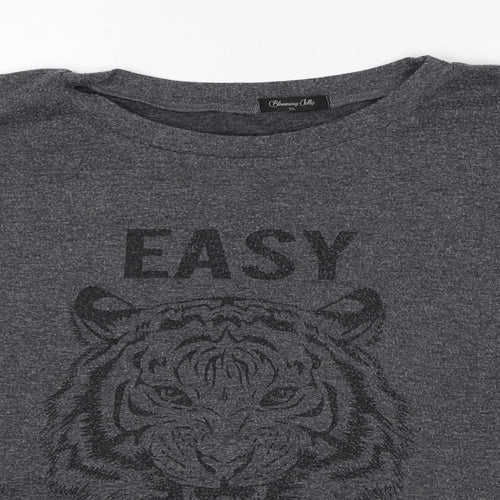 Blooming Jelly Womens Grey Polyester Pullover Sweatshirt Size XL Pullover - Easy Tiger