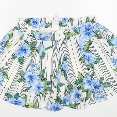 Beautees Womens Multicoloured Striped Polyester Basic Shorts Size L Regular Pull On - Floral