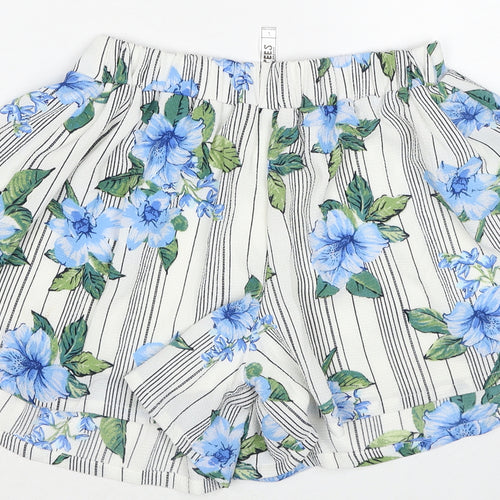 Beautees Womens Multicoloured Striped Polyester Basic Shorts Size L Regular Pull On - Floral
