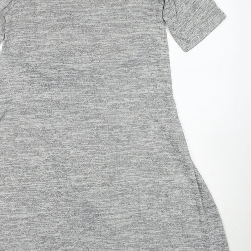 New Look Maternity Womens Grey Polyester T-Shirt Dress Size 10 Round Neck Pullover - Tie Front Detail