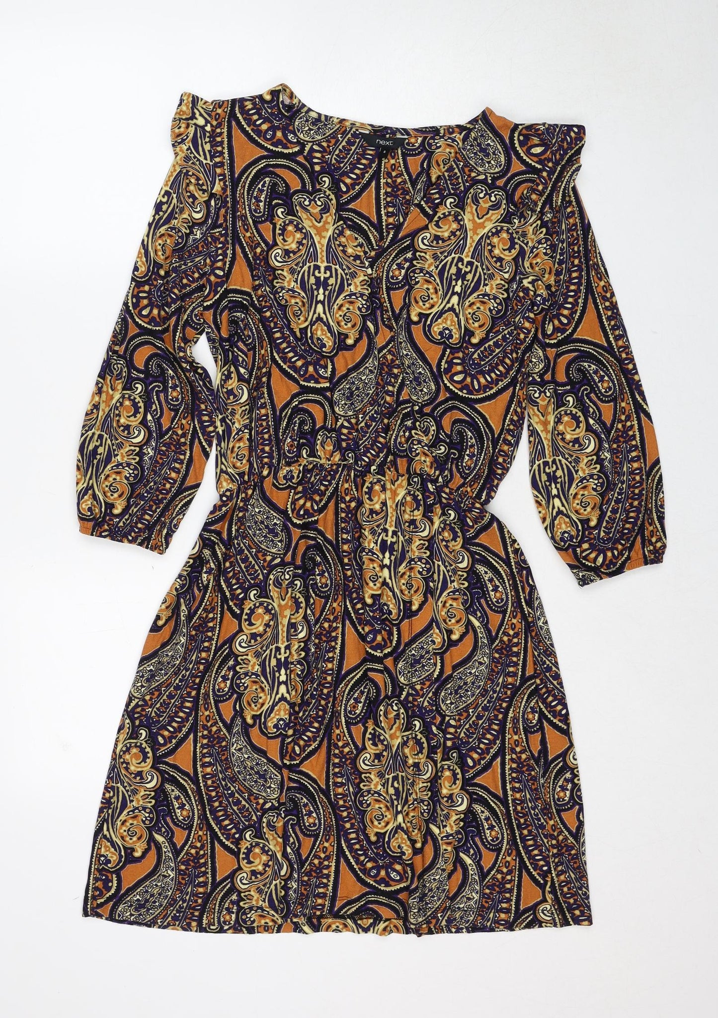 NEXT Womens Multicoloured Paisley Polyester Fit & Flare Size 8 V-Neck Pullover