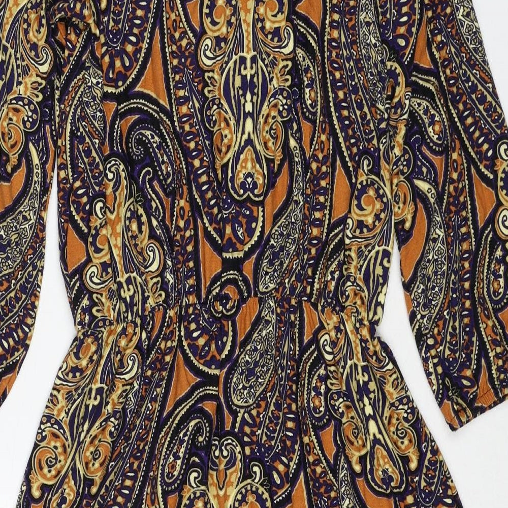 NEXT Womens Multicoloured Paisley Polyester Fit & Flare Size 8 V-Neck Pullover